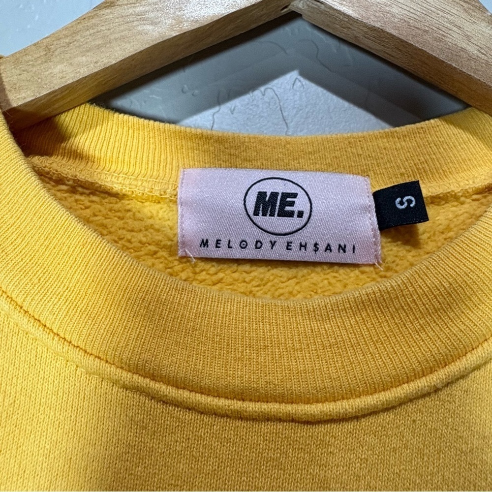 Melody Ehsani Yellow Crewneck Sweater Sweatshirt with Rose Patch - Picture 4 of 5